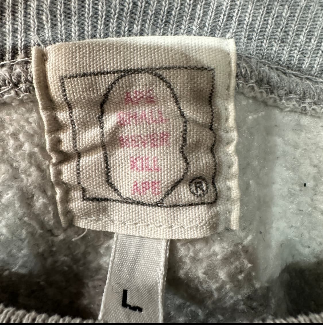 베이프 그레이 맨투맨 L 상품이미지5