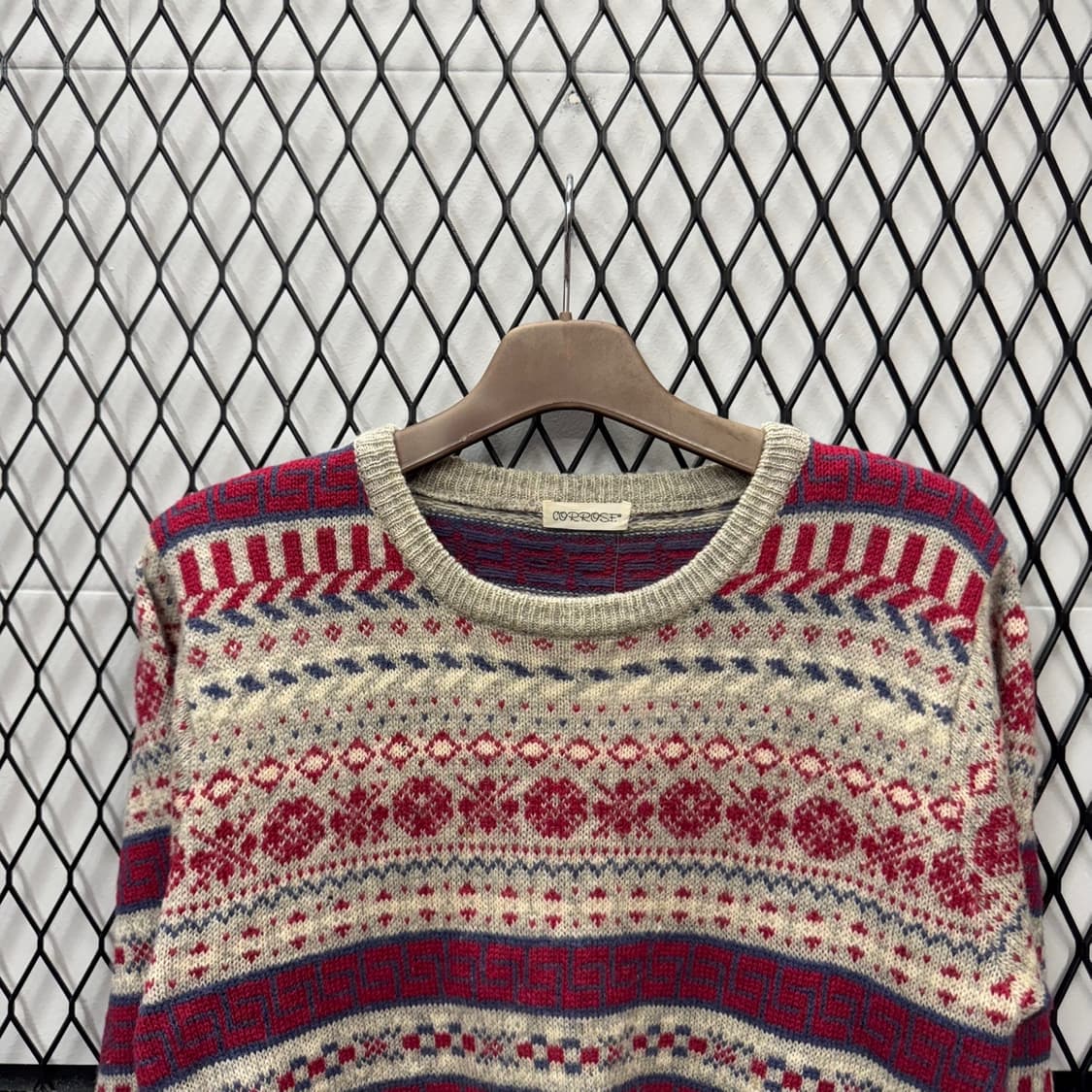 JPN VTG 레드 노드릭 패턴 울 니트 스웨터 아이보리 상품이미지3