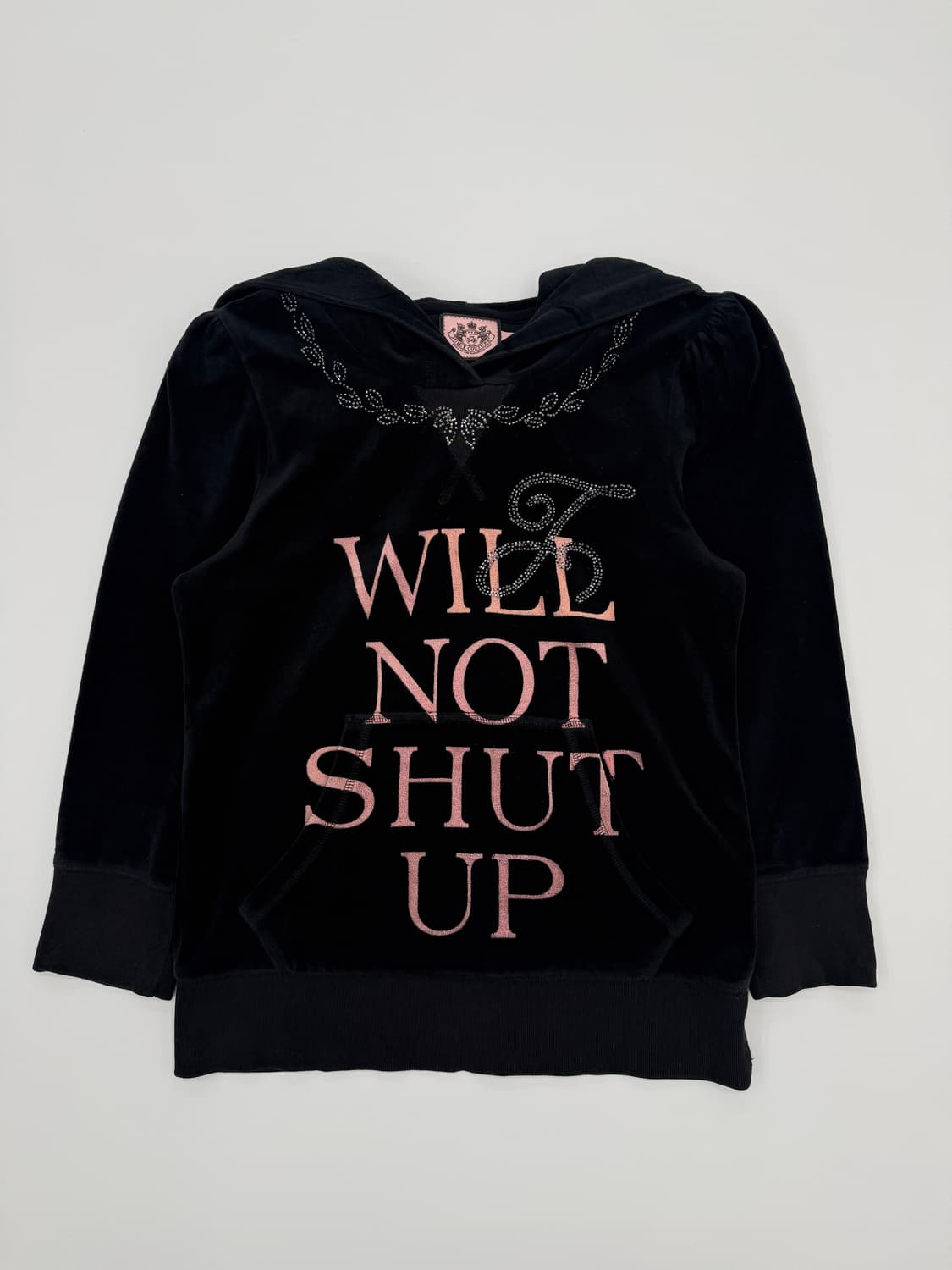 빈티지 Juicy Couture 블랙 로고 벨벳 후드티 상품이미지8