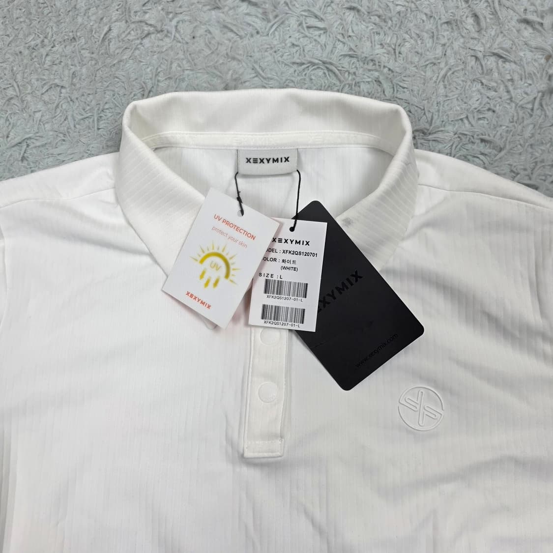 [새상품] 젝시믹스 골프 여성 리브드 폴로 숏슬리브 화이트 L 상품이미지4