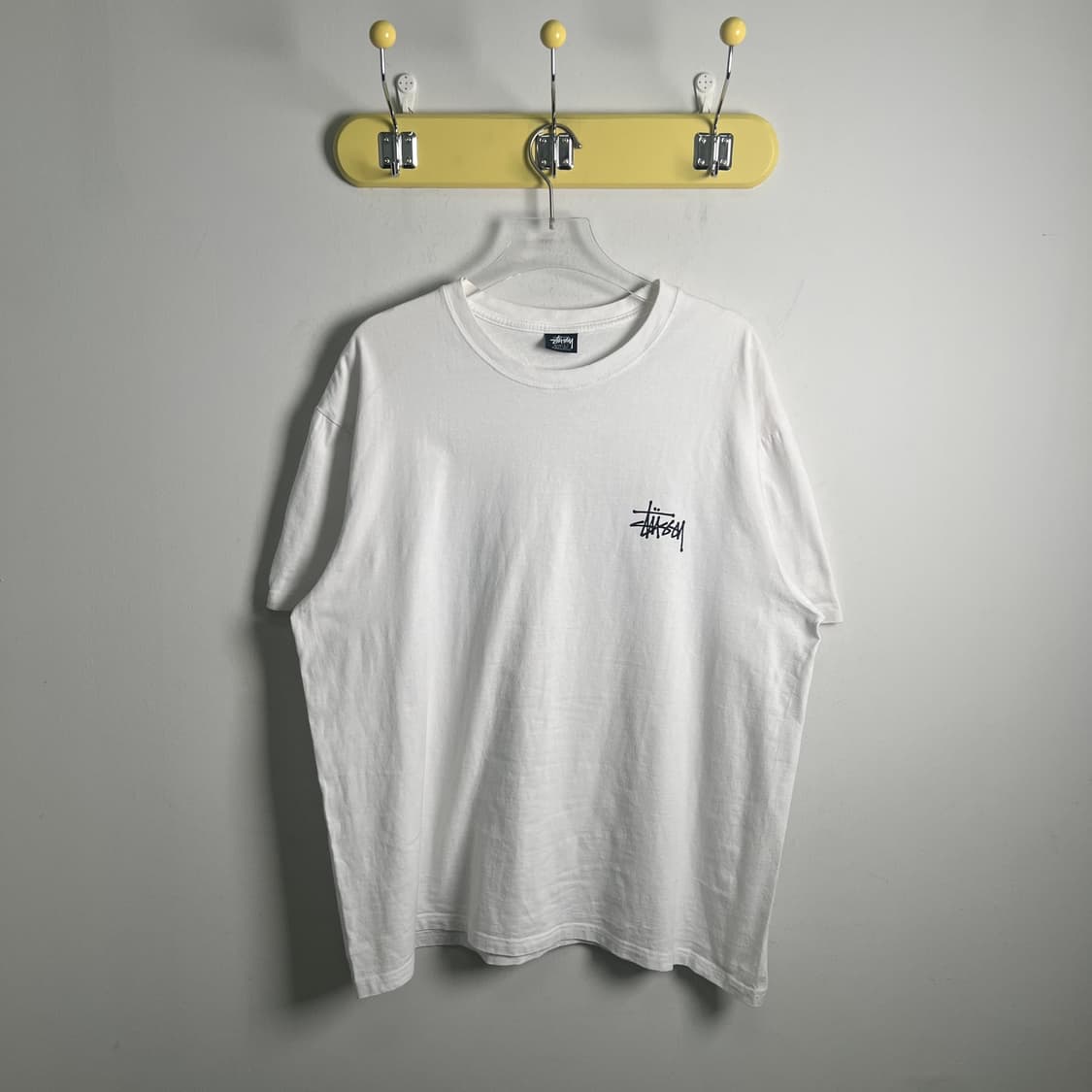 stussy 스투시 베이직 로고 화이트 반팔 티셔츠 L 상품이미지1