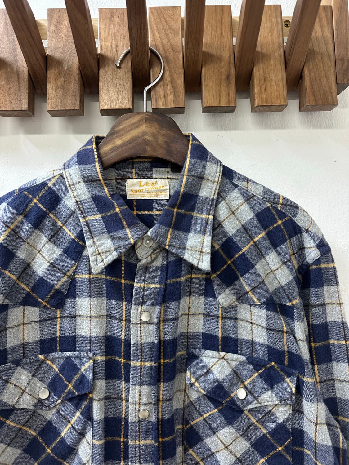 Jpn Lee Sportswear 네이비 체크 플란넬 웨스턴 셔츠 상품이미지2