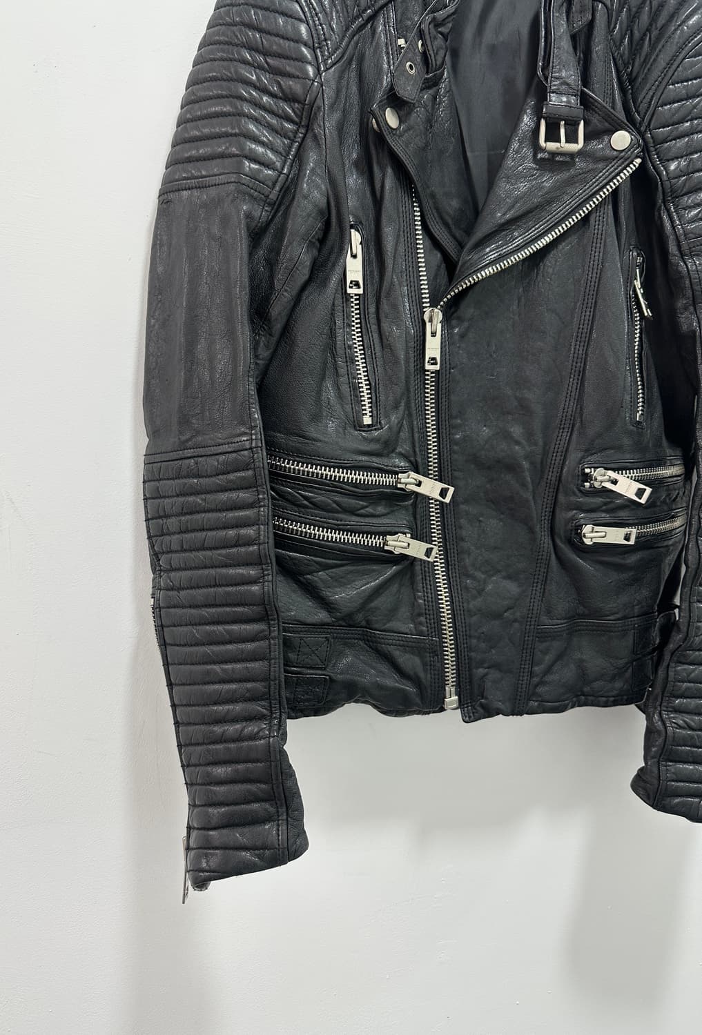 Sheepskin leather motor double zip jacke 상품이미지6