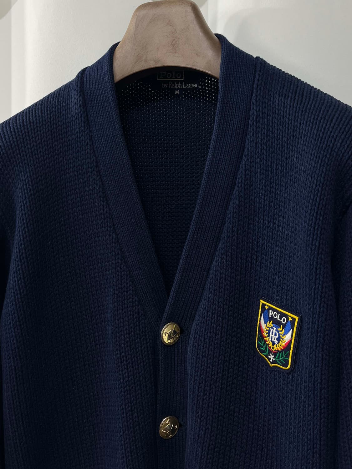 80's 폴로 랄프로렌 인디고 네이비 유니크레스트 금장 가디건 자켓 상품이미지5