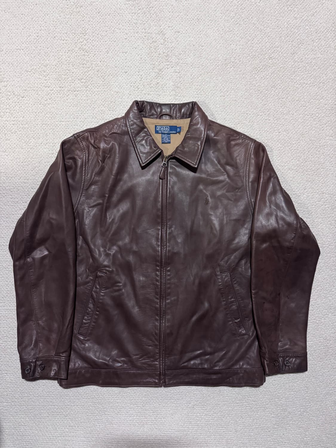 폴로 랄프로렌 양가죽 브라운 레더 자켓 L 상품이미지1