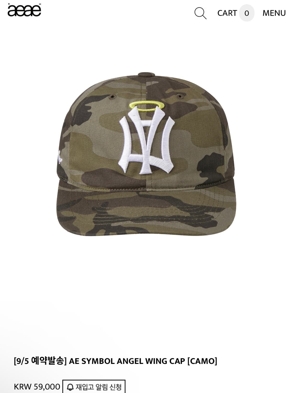 AE SYMBOL ANGEL WING CAP CAMO 상품이미지1