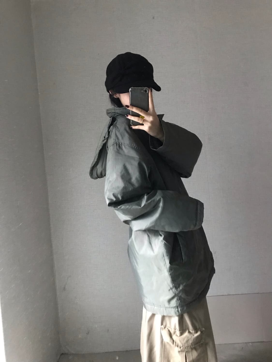 나이키 00s 카키 빅로고 패딩 상품이미지3