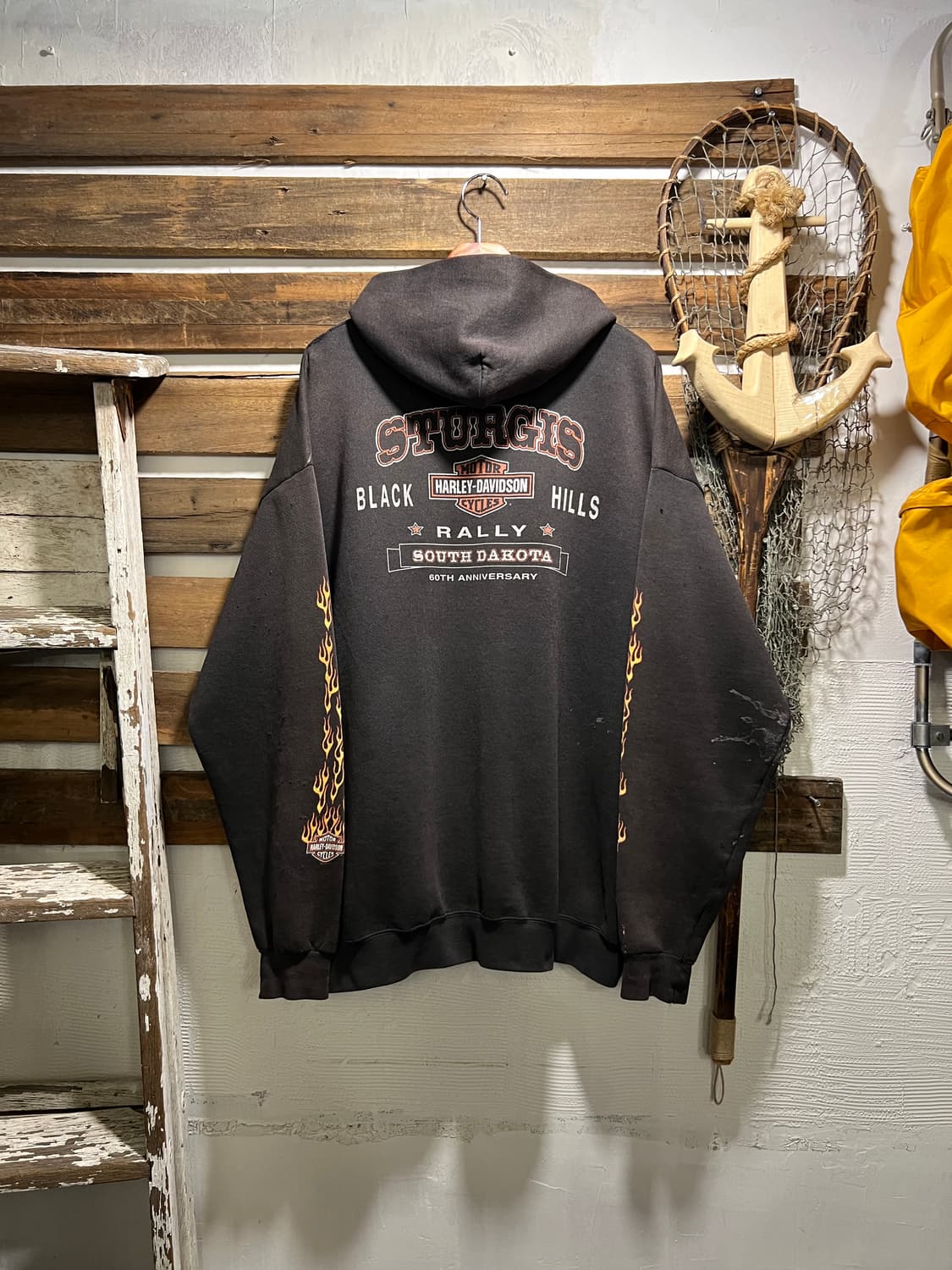 [XL]00's 할리데이비슨 사우스 다코타 빈티지 데미지드 후드 집업 상품이미지9