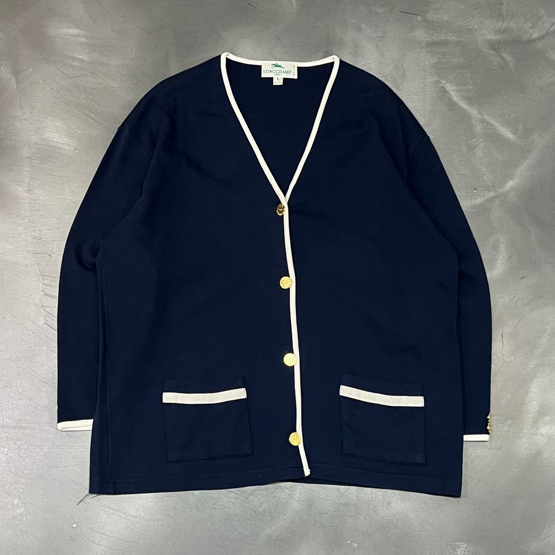  롱샴 배색 금장 가디건 y16267 상품이미지1