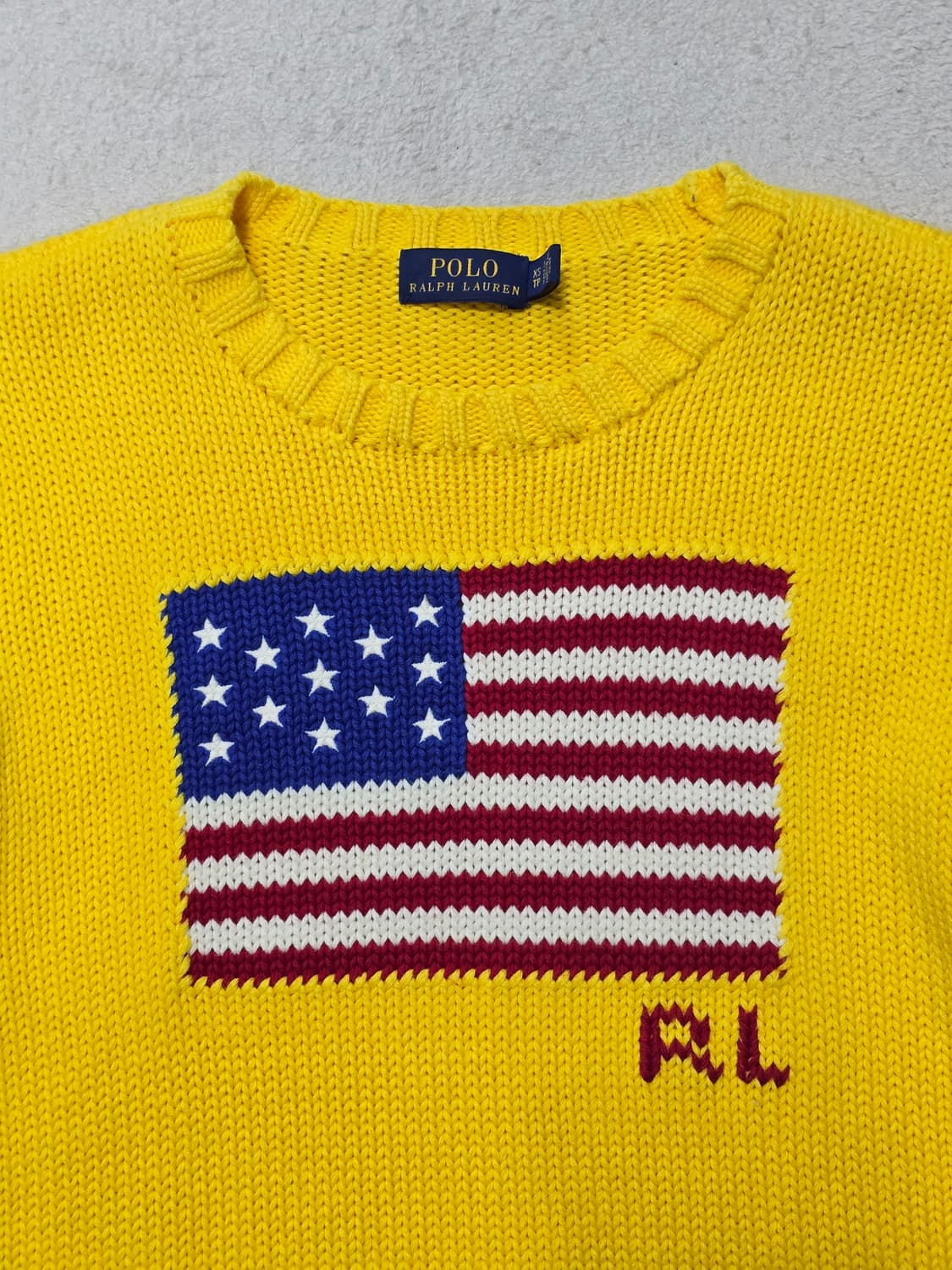 폴로랄프로렌 성조기 플래그 크루넥 스웨터 옐로우 XS 상품이미지2