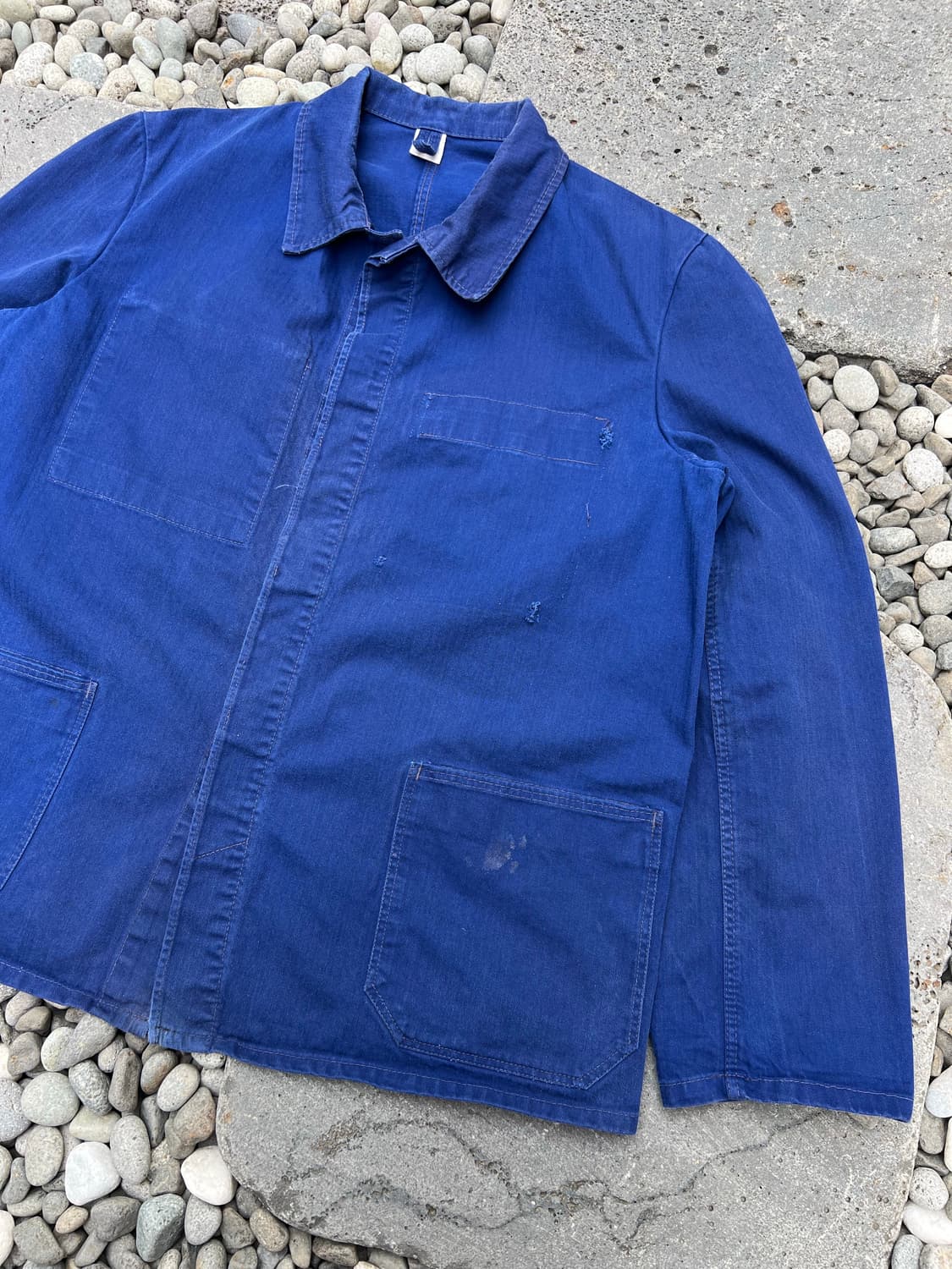 OLD VINTAGE FADED NAVY HBT 헤링본트윌 프렌치워크자켓 상품이미지4