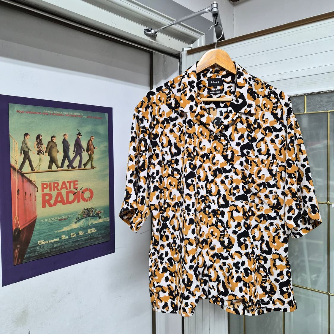 BEAMS Leopard Open Collar 반팔 셔츠 상품이미지1