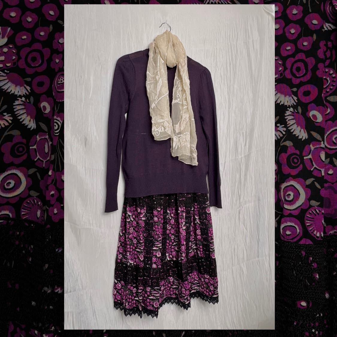 (Anna Sui) Purple Bohemian Lace Skirt 상품이미지5