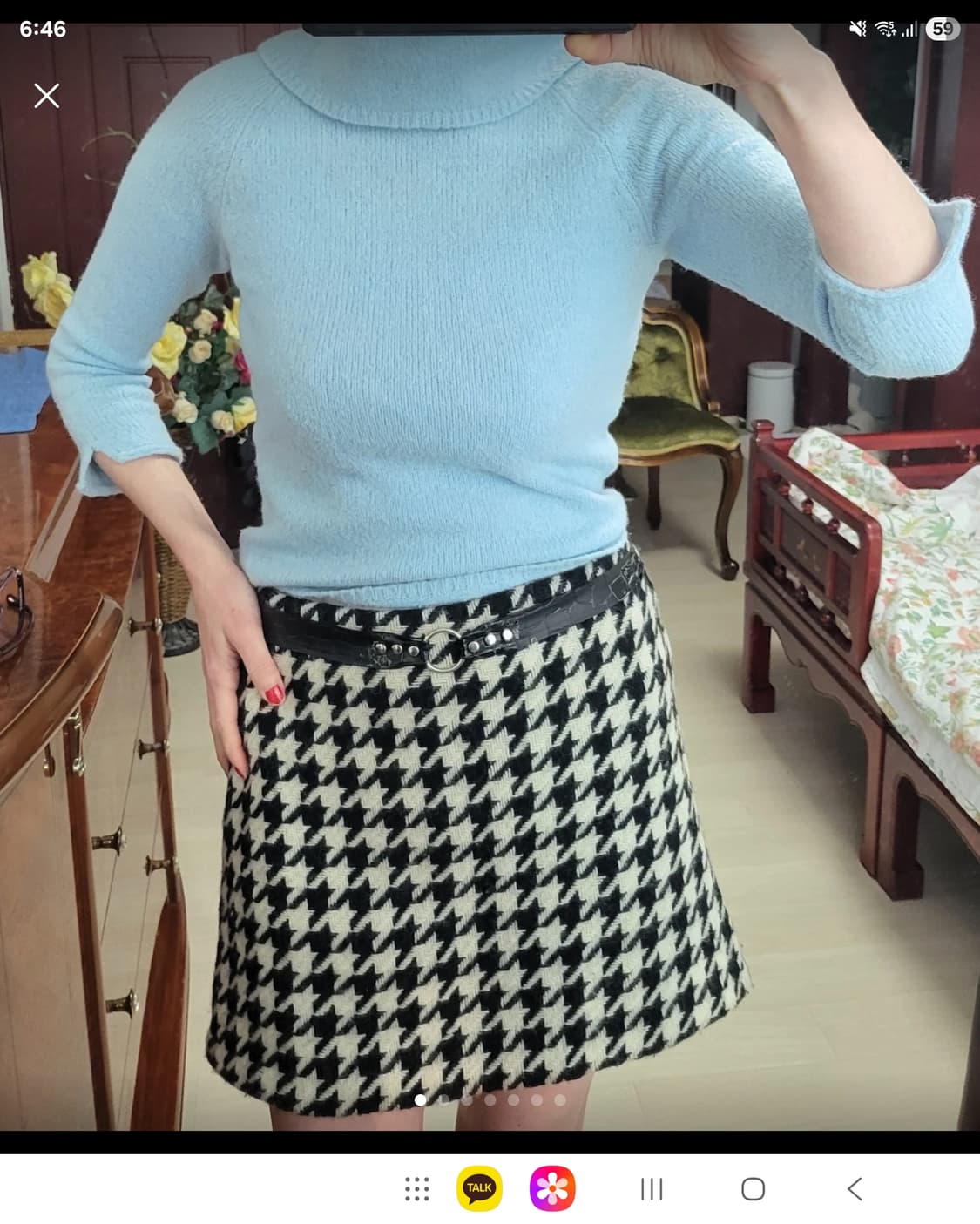 프랑스 모르간 하운드투스 체크 스컷  상품이미지1