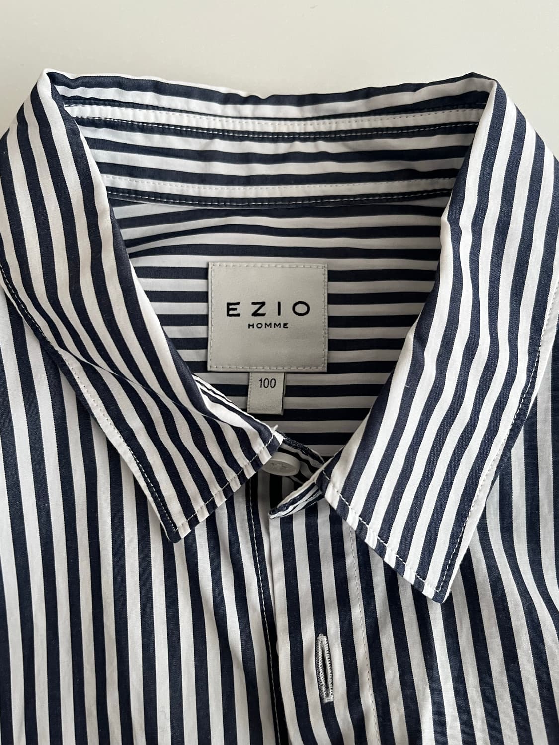 100) 이지오 옴므 EZIO 스트라이프 셔츠 네이비 상품이미지4