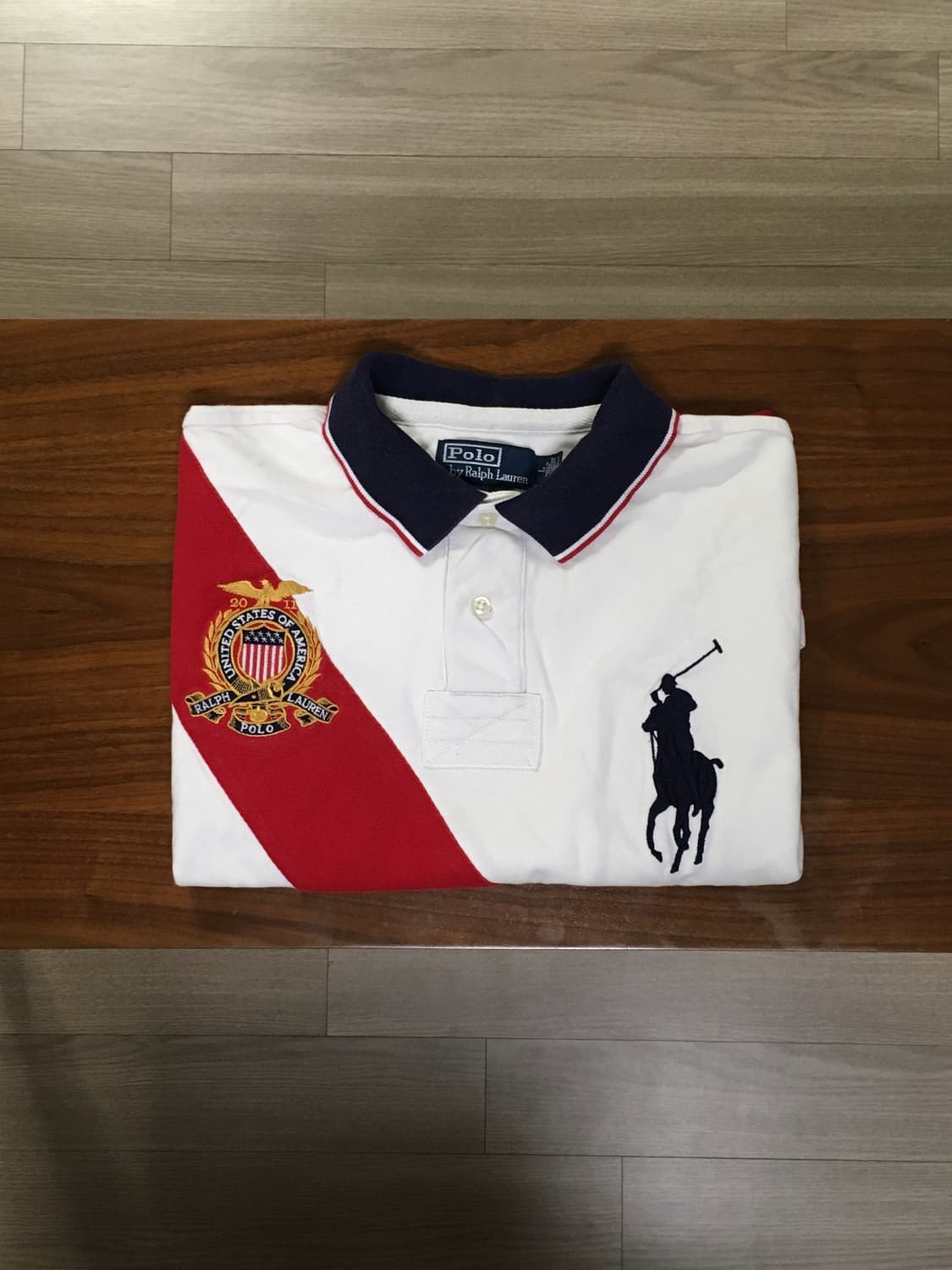 폴로 빅포니 성조기 반팔 럭비티 화이트 (2) 상품이미지1