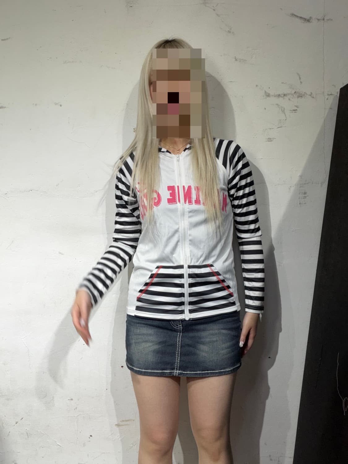 JPN 일본빈티지 줄무늬 후드 집업 xs 상품이미지6