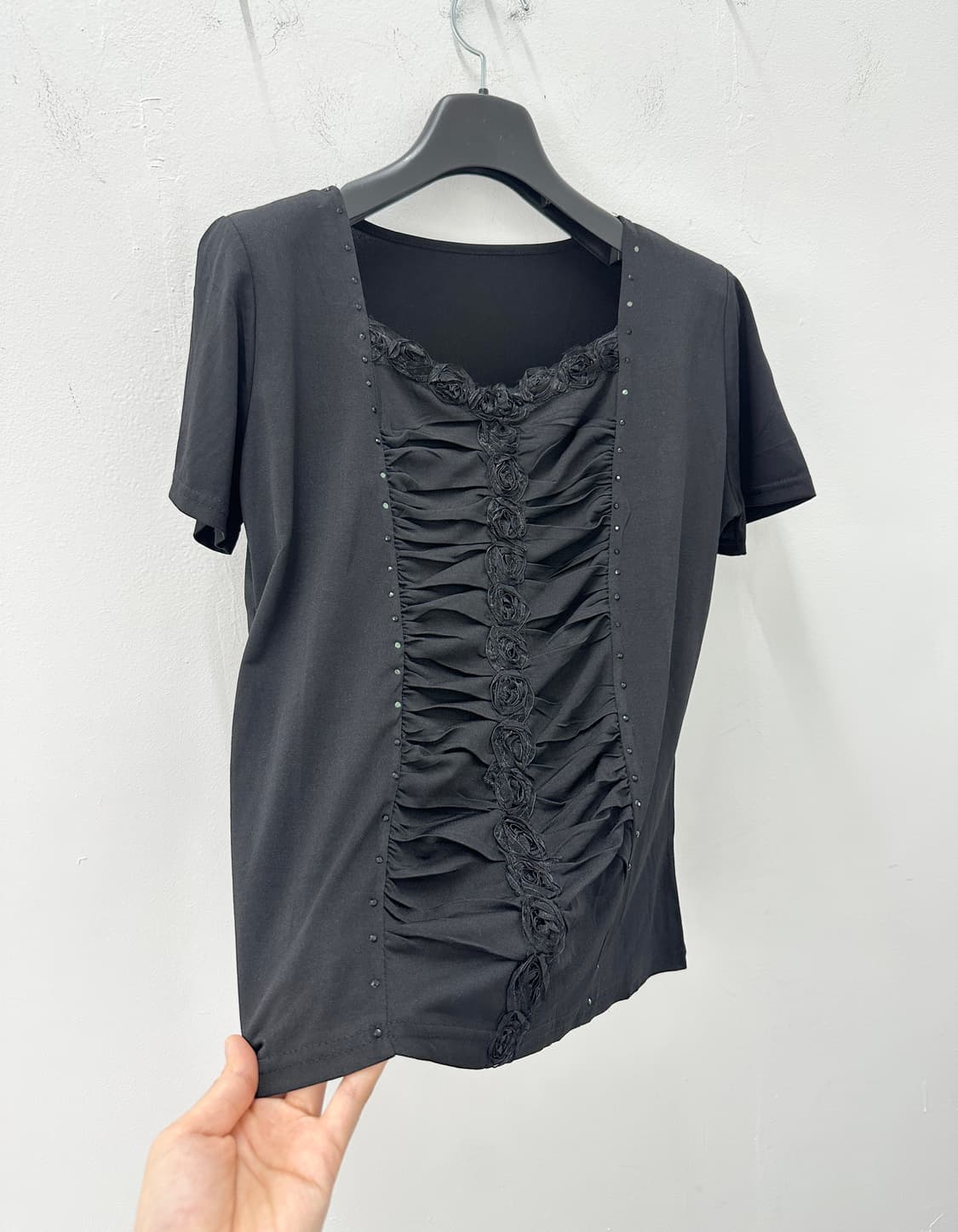 VIntage black lace panel top 상품이미지1