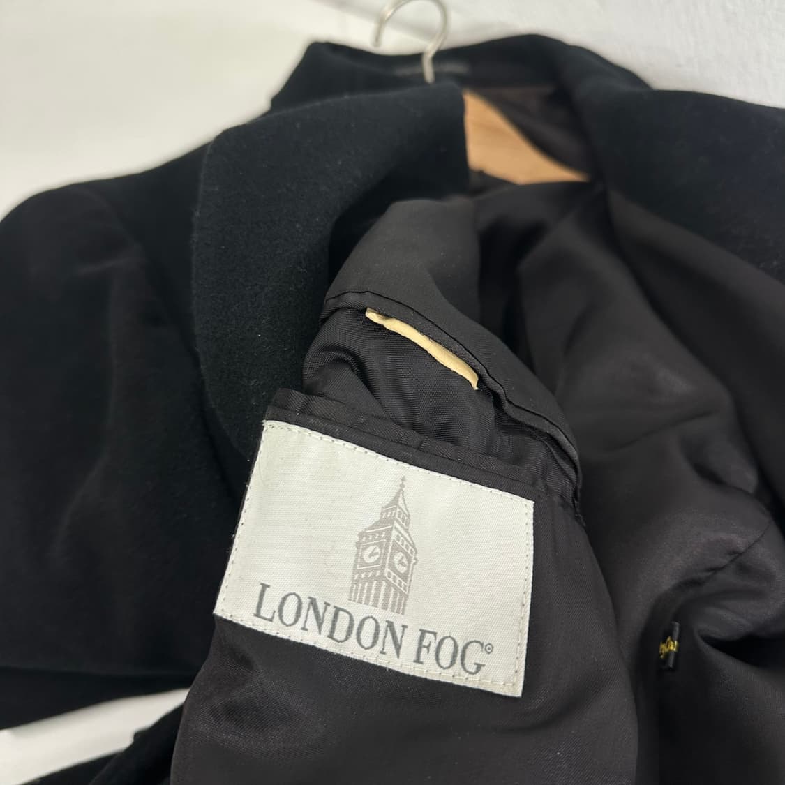 XL 런던포그 블랙 루즈핏 울100% 롱코트 상품이미지6