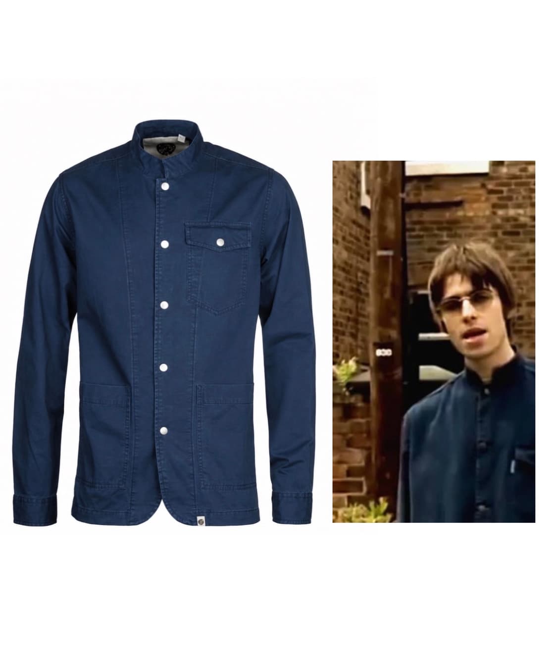 Pretty Green 노카라 네이비 오버셔츠 상품이미지1