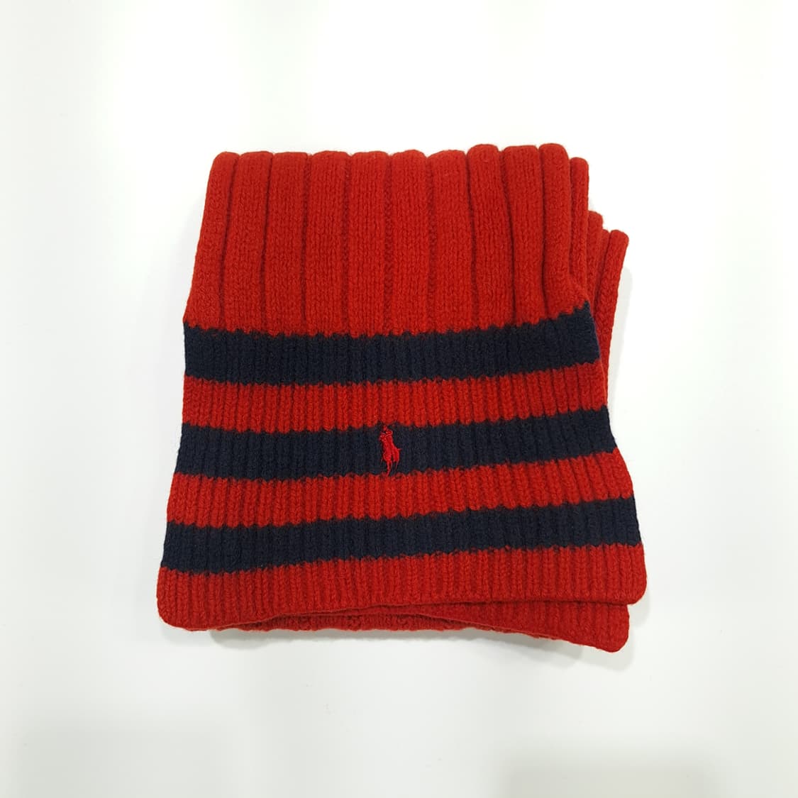 MX303 폴로 랄프로렌 레드 투톤 리브드 램스울 니트 목도리 머플러 상품이미지7