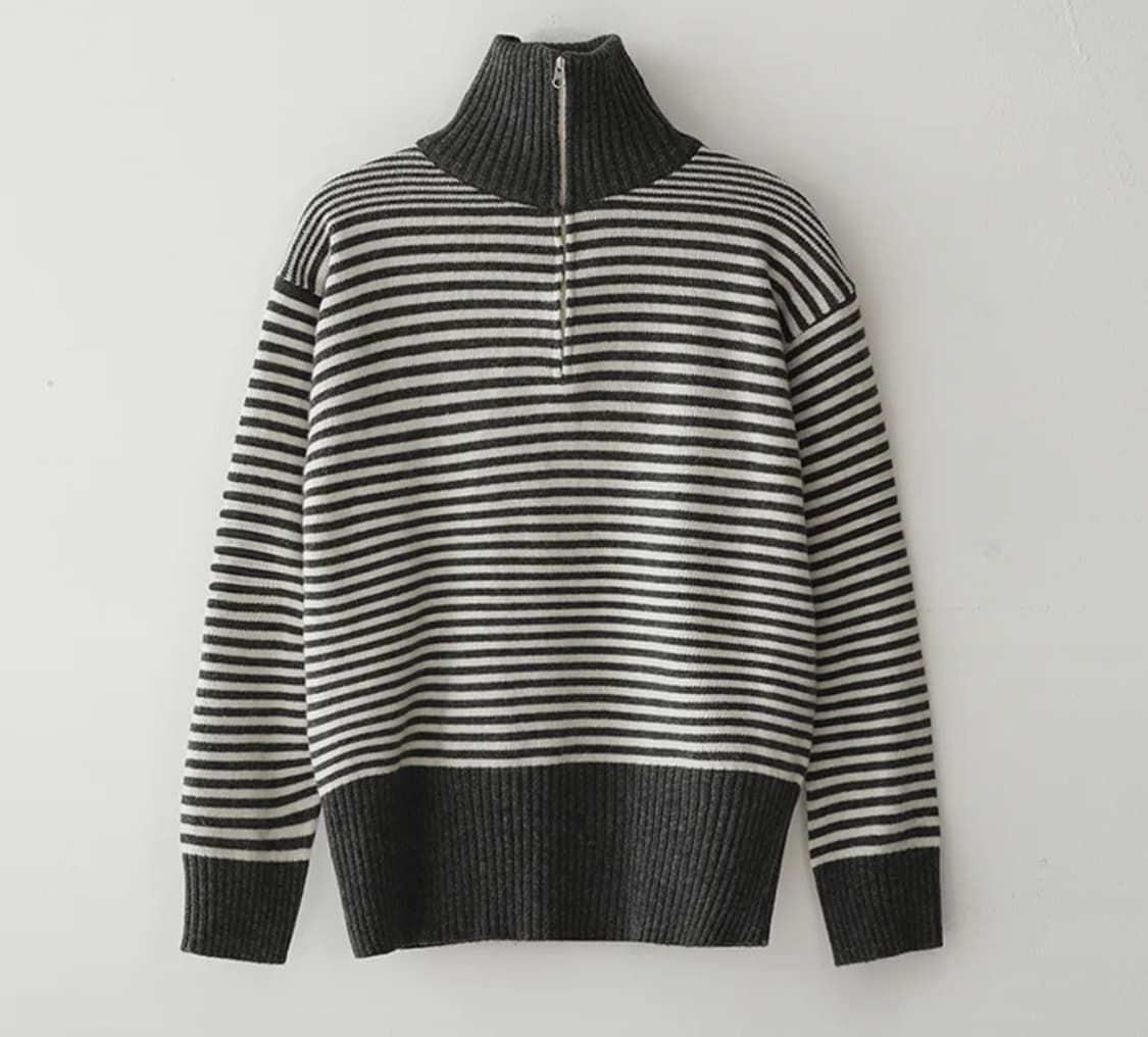 블루썬플라워 스트라이프 하프집업 니트 m 95 상품이미지1