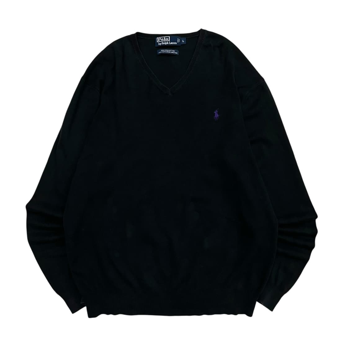 폴로 랄프로렌 퍼플포니 블랙 브이넥 니트 L 상품이미지2