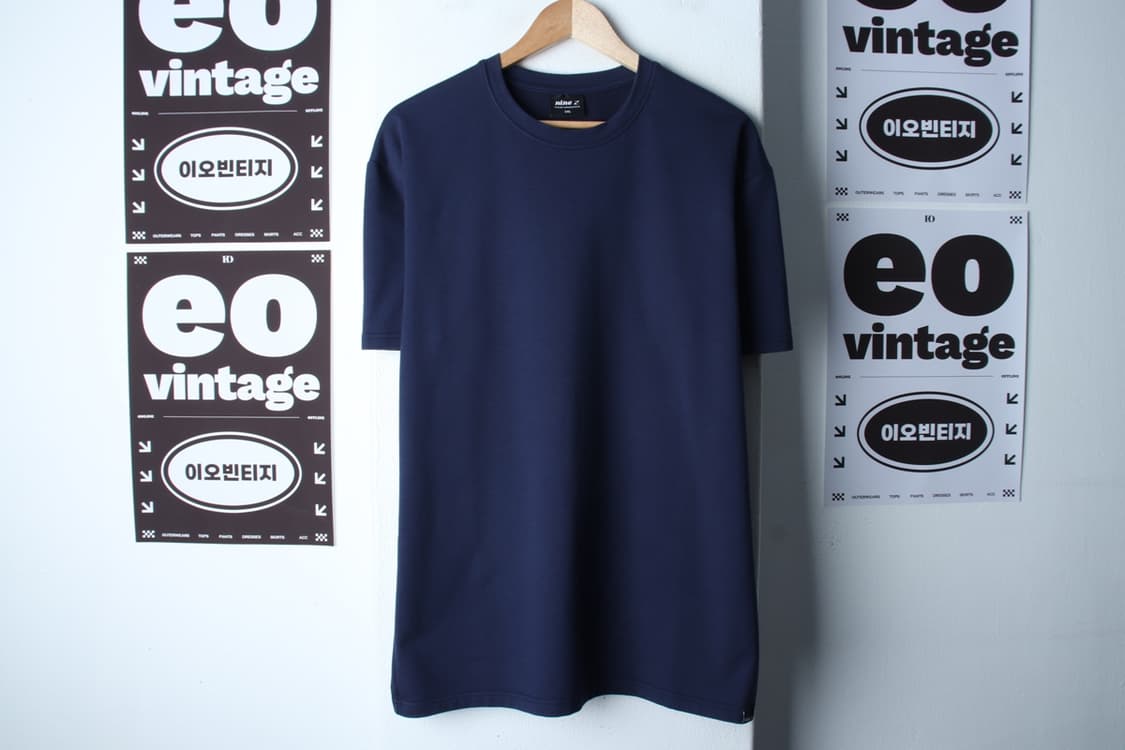 (2XL-3XL) 나인제트 반팔 티셔츠 빅사이즈 네이비 무지-H33392 상품이미지2