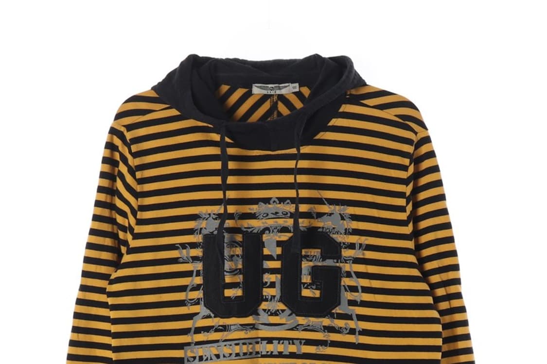UGIZ 머스타드 스트라이프 빈티지 후드티 L 상품이미지3