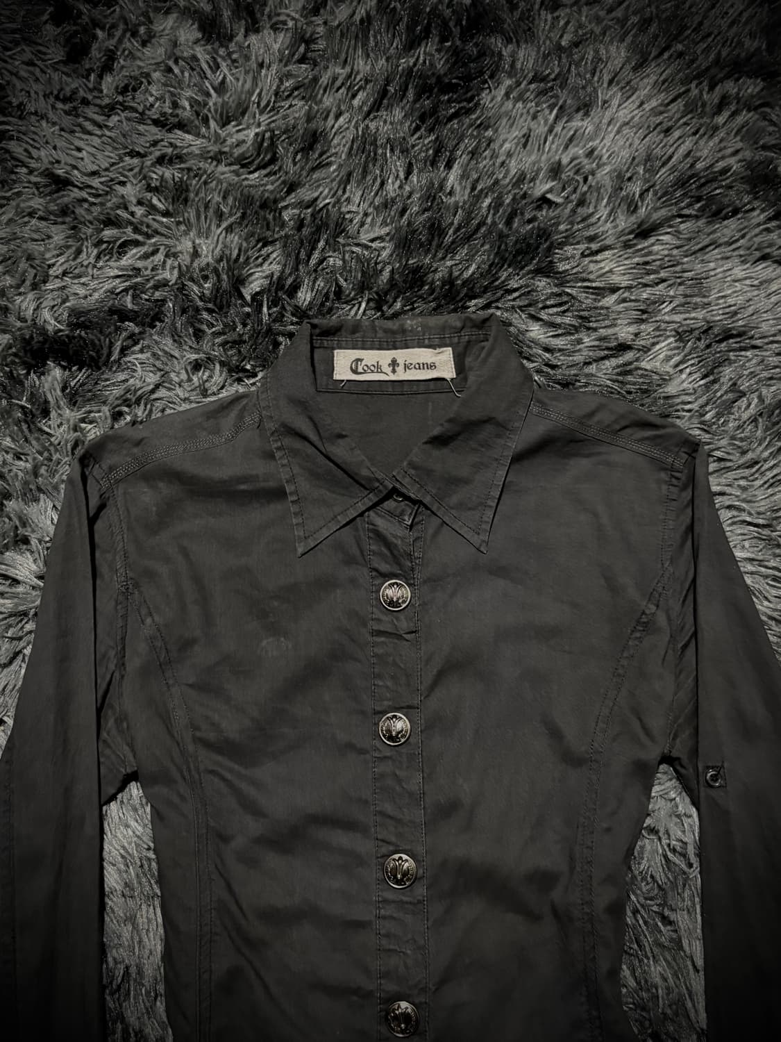 Cook Jeans 플뢰르 드 리스 패치 블랙 슬림핏 셔츠 상품이미지3