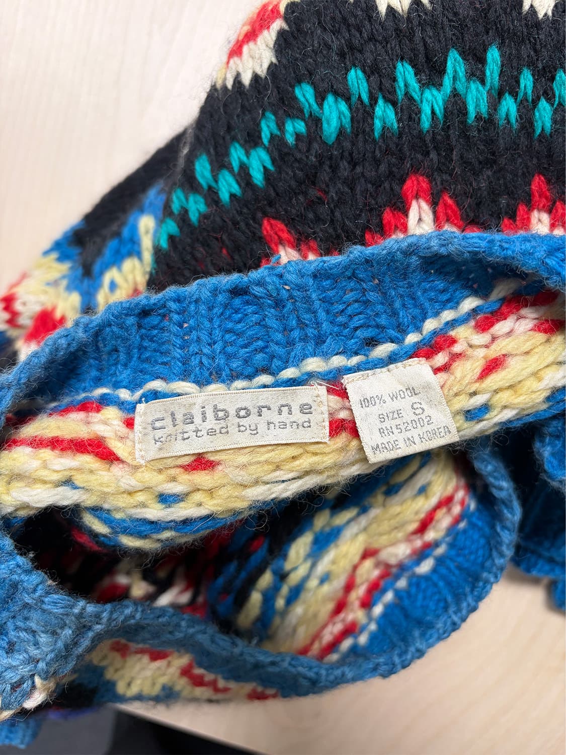 80s 핸드니팅 울 페어아일 스웨터 상품이미지6