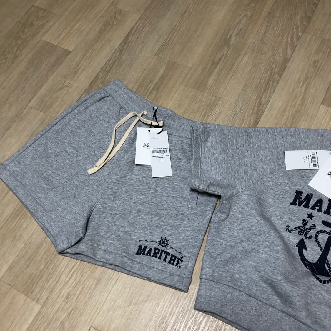 (S) 새상품 마리떼 프랑소와 저버 W 마린 로고 스웨트 셔츠 팬츠 세트 상품이미지2