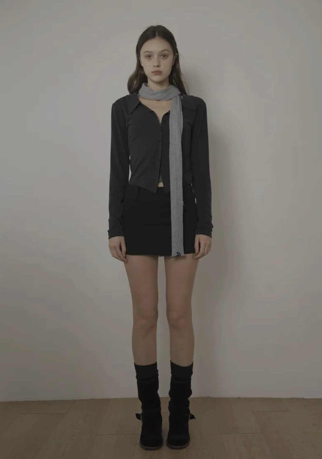 벨리아르 스티치 슬림 머플러 그레이 상품이미지1
