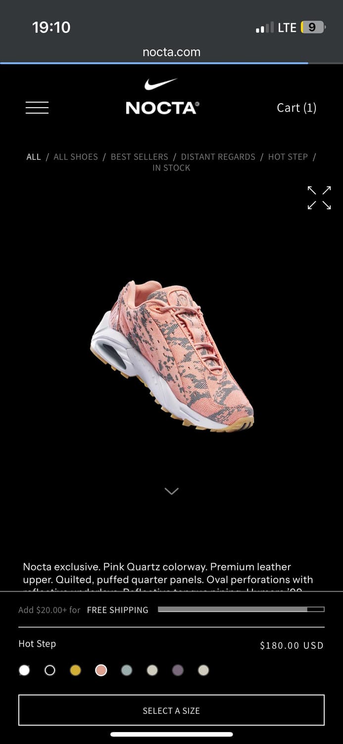 녹타 핫스텝 새상품 테라핑크 280  상품이미지1