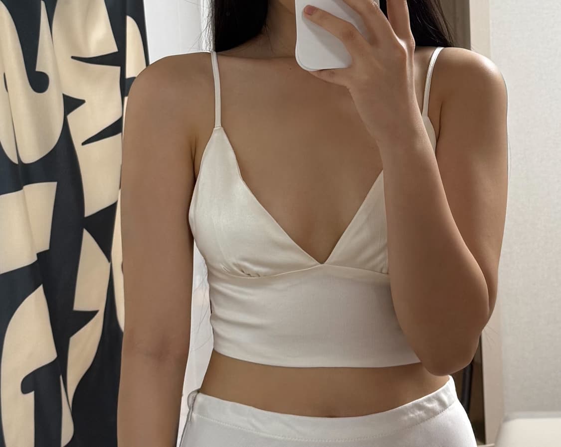 Zara 자라 새틴 브라렛 탑(화이트, 블랙) 상품이미지1