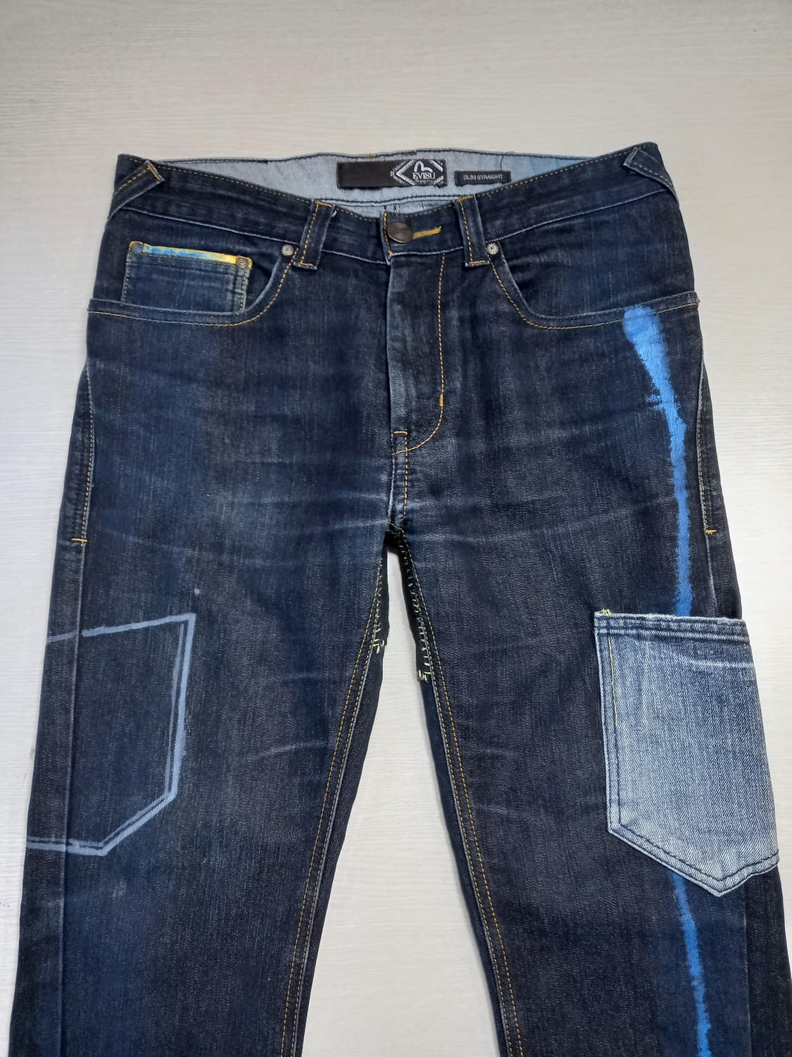 30 EVISU 워싱 스판 슬림일자 진청 커스텀 30-248 상품이미지3