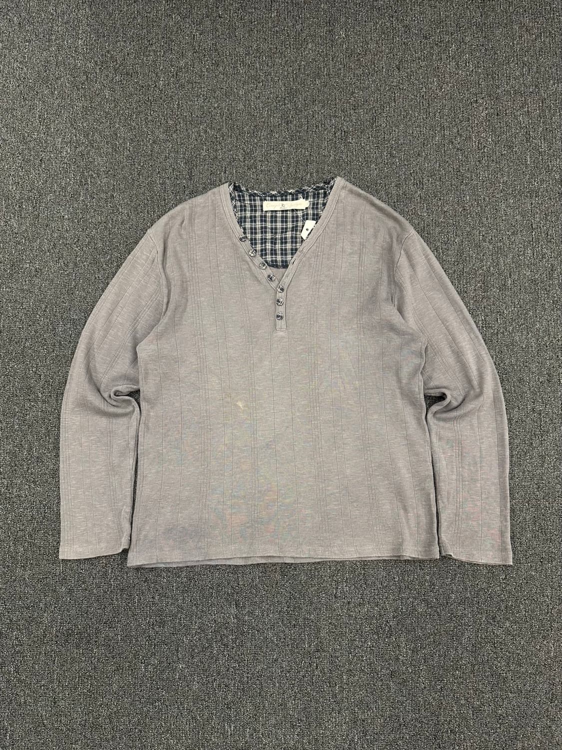 M)Japanese vintage 타탄체크 헨리넥 롱슬리브 상품이미지1
