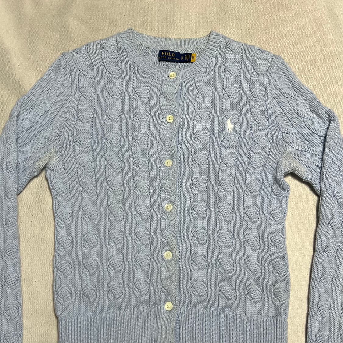 S 폴로랄프로렌 여성용 스카이블루 케이블 가디건 상품이미지6