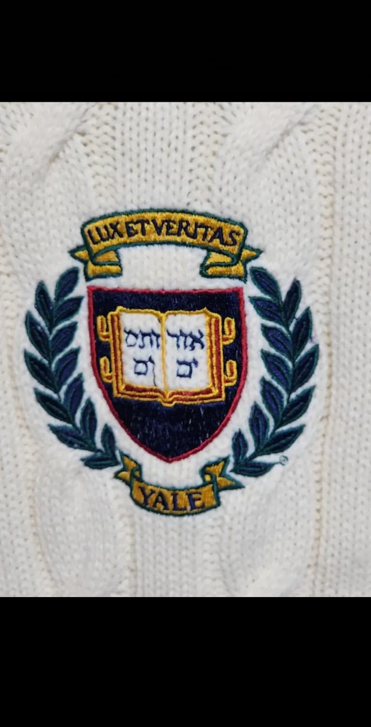 (L) 예일 케이블 니트 아이보리 꽈배기 스웨터 브이넥  상품이미지4