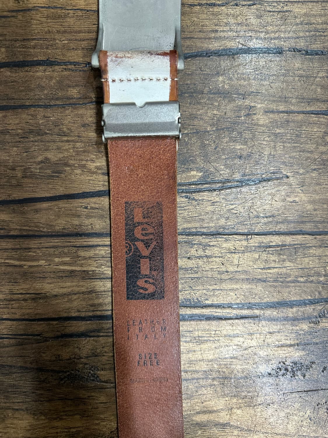 리바이스Levis 투홀스 버클 이탈리아 가죽 브라운 벨트 FREE 상품이미지3