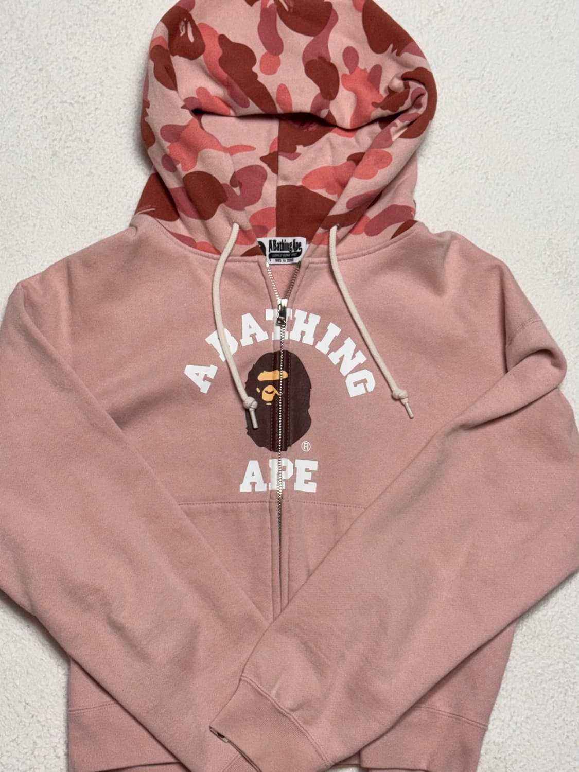 (w) 베이프 퍼스트 카모 컬리지 집 후드 핑크 상품이미지2