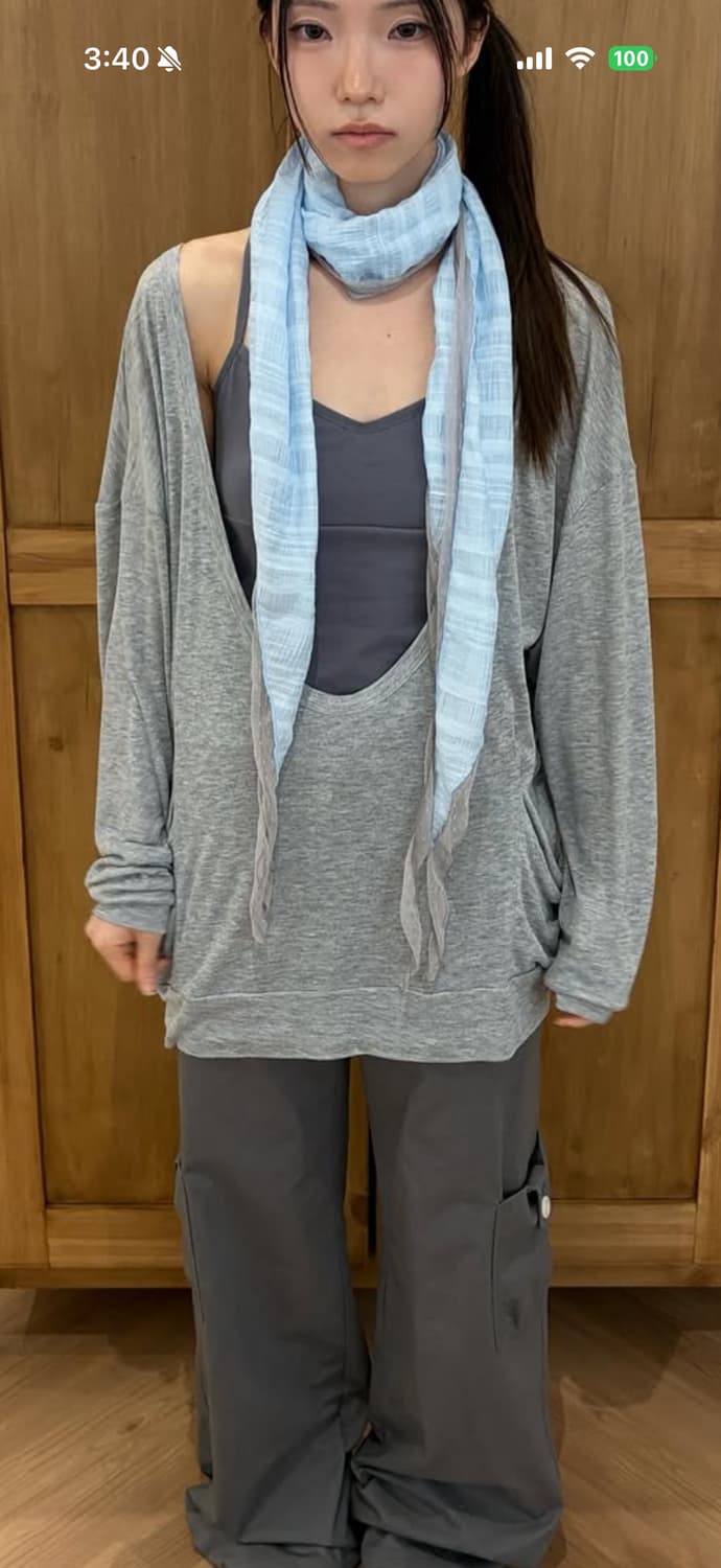 (삽니다)체메씨 루즈 딥 넥 롱 슬리브 회색 상품이미지1