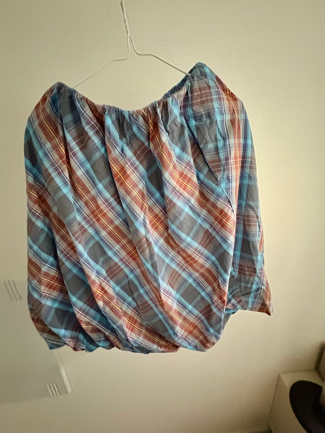 바니쉬먼트 Puff check midi skirt_blue 상품이미지2