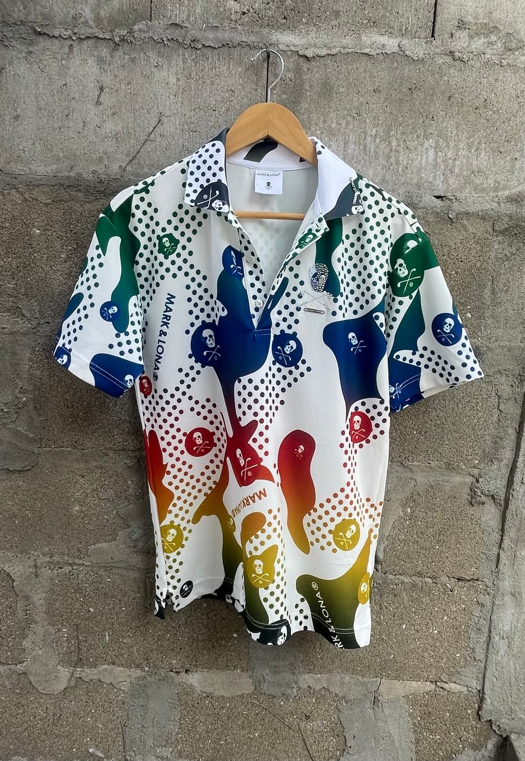 마크앤로나 그래픽 반팔 카라티 해골 패턴 레인보우 컬러 유니크 골프웨어 상품이미지2