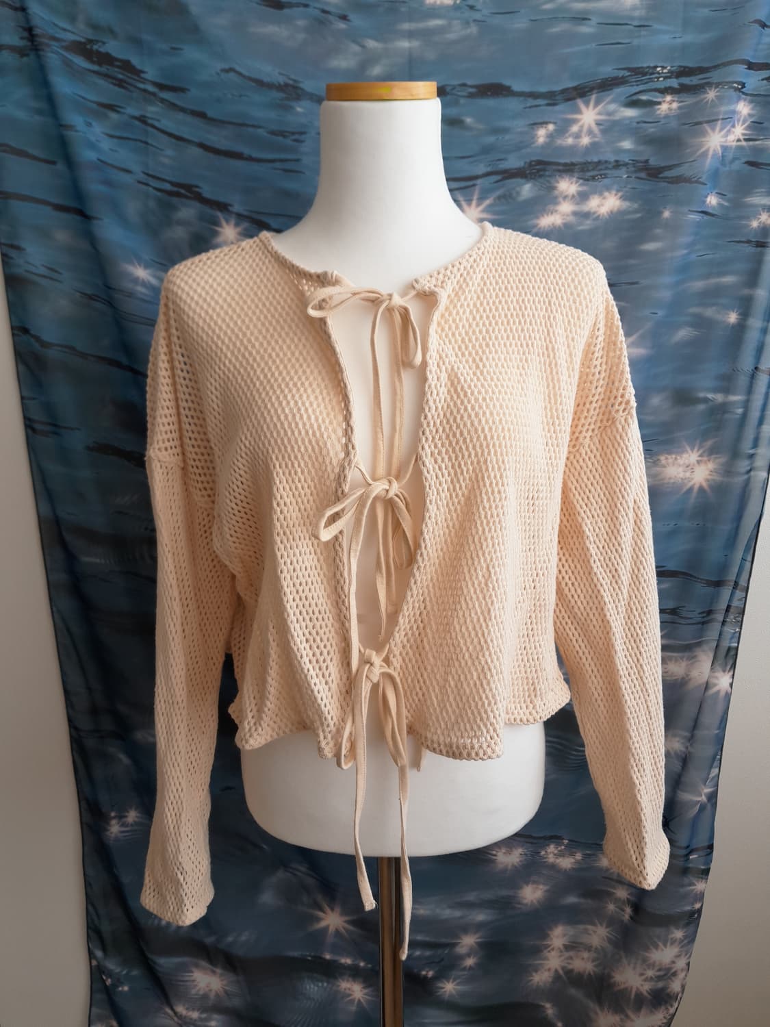 리본 그물 가디건 상품이미지1