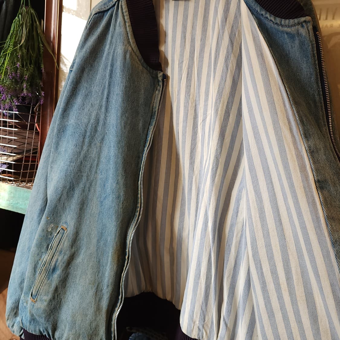 90s 데님 바시티 자켓 빈티지 데님 베이스볼 자켓 3XL 상품이미지6