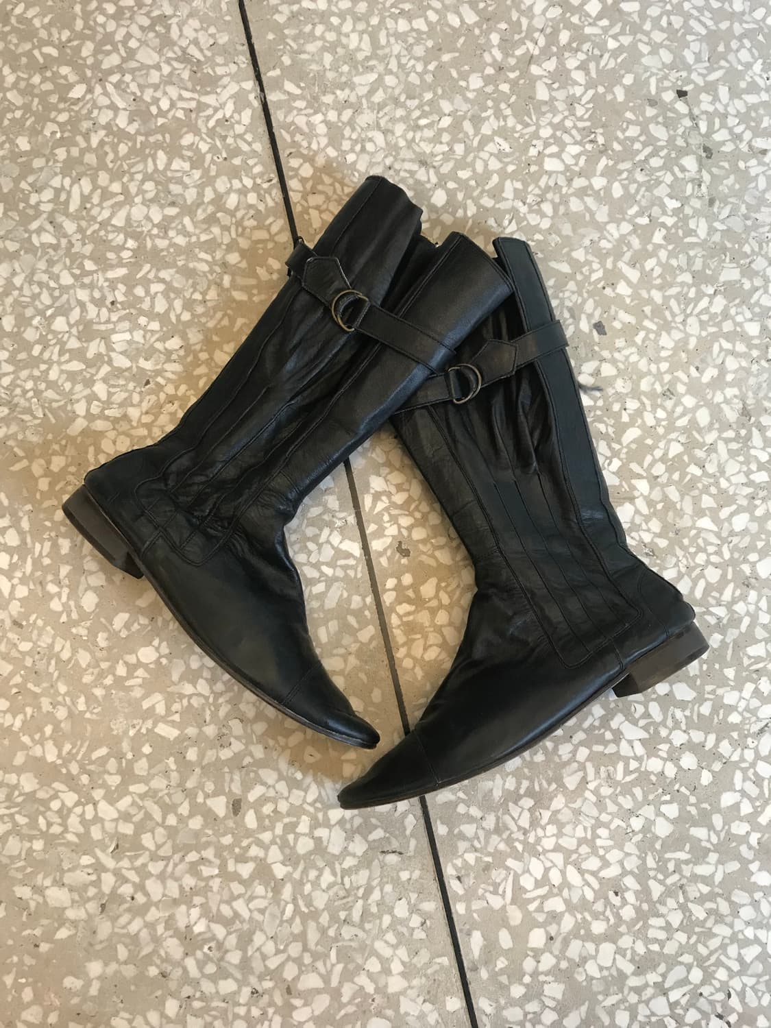 Vintage Pointed Leather Long Boots  상품이미지1