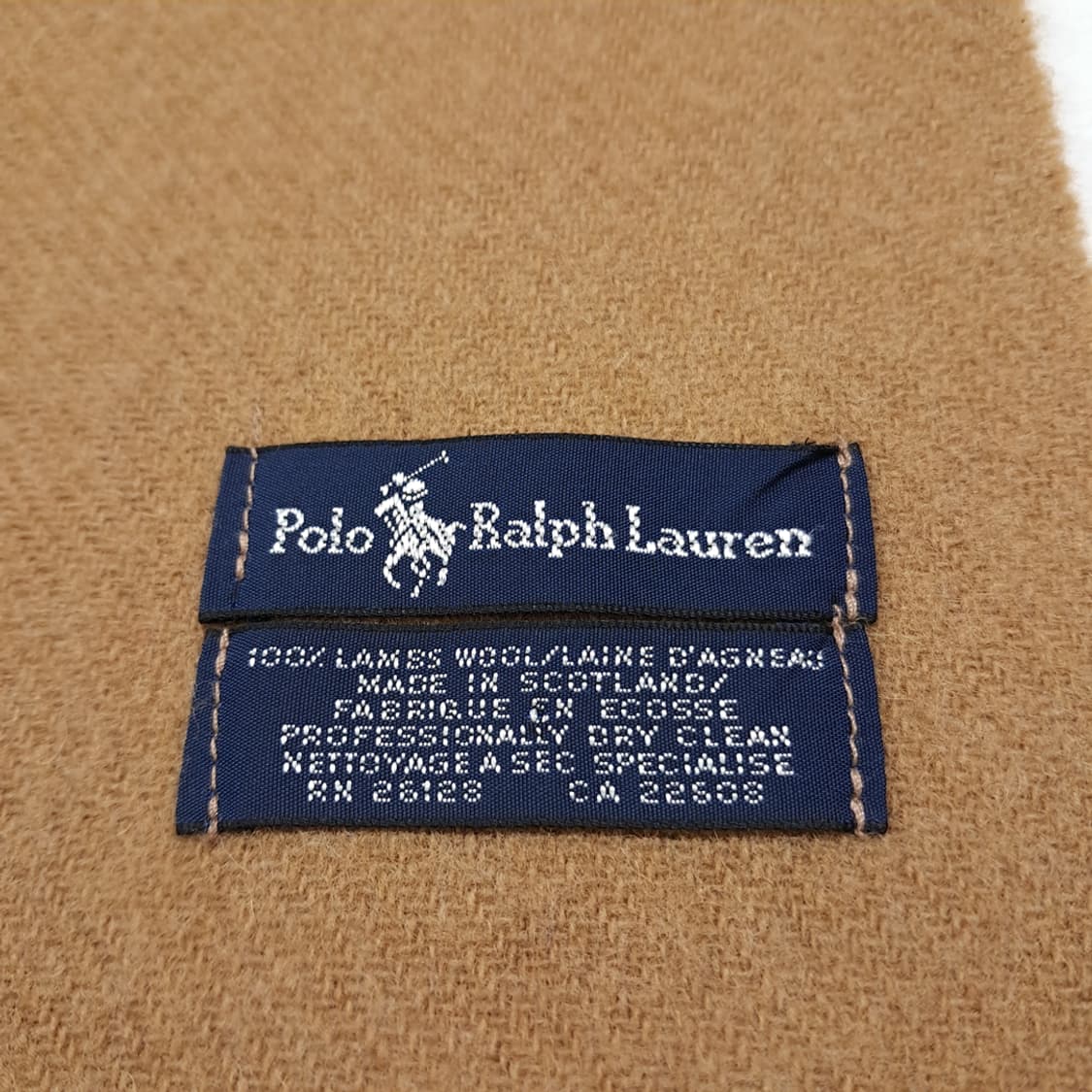 MX608 폴로 90s 스코틀랜드판 램스울 포니자수 카멜 머플러 목도리 상품이미지5