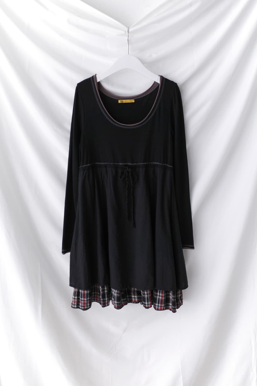 check shirring one-piece 상품이미지1