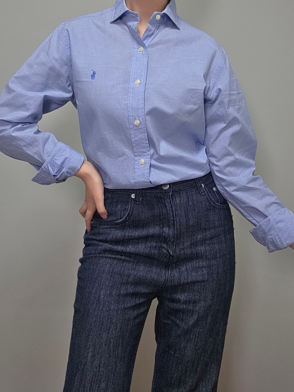 Polo Ralph Lauren / 블루 잔체크 드레스셔츠 상품이미지9